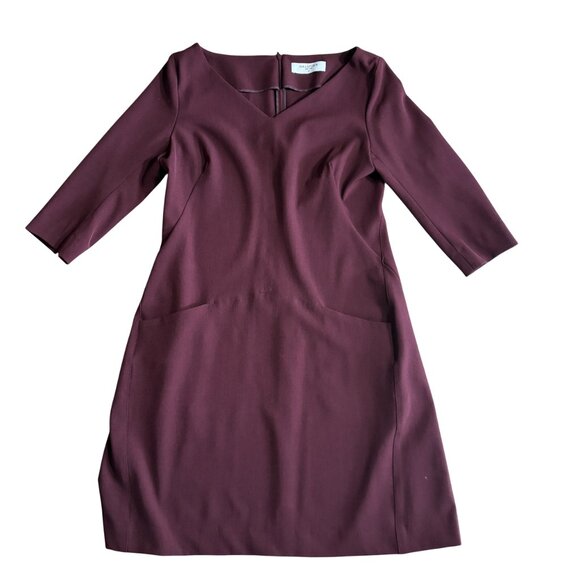 M.M. Lafleur The Alexandra 2.0 Dress in claret dark red size 14 career v-neck - Picture 6 of 10